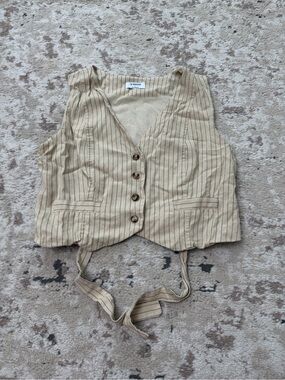 The Workshop Pinstripe Button Down Back Tie Vest Size Large